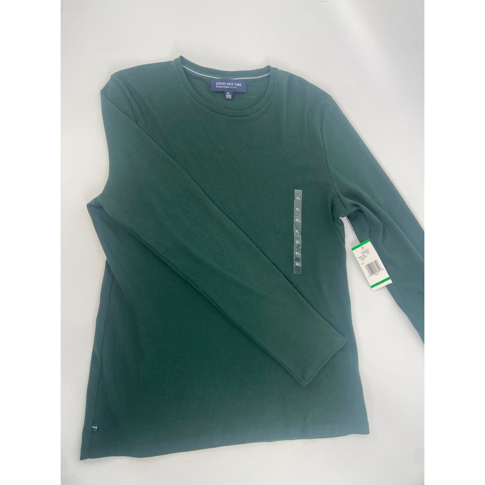 Jones New‎ York Signature Petite Forest Green Long Sleeve Solid Knit Top PL